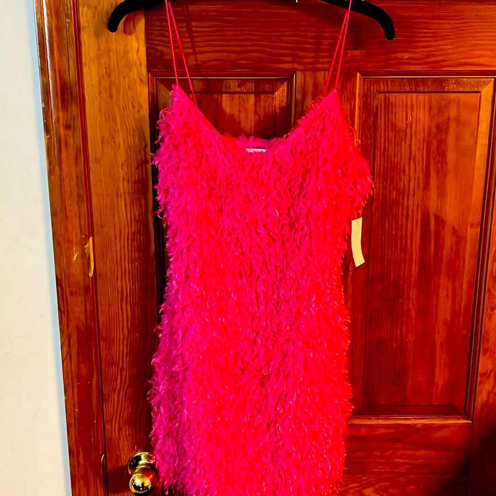 New Lilas Feather Bodycon Mini Dress L NWT Unique